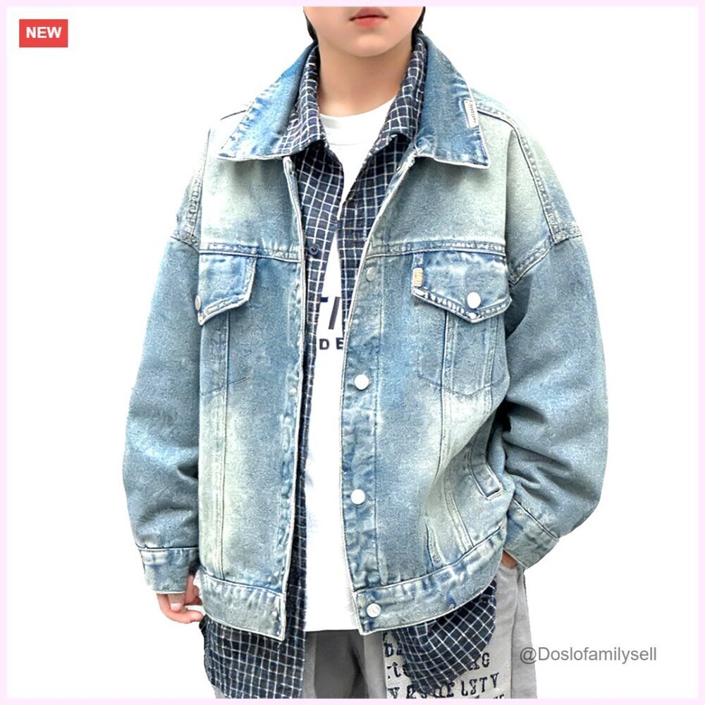 Boys Denim Jacket Oversized Trucker Layering Coat 5-13Y